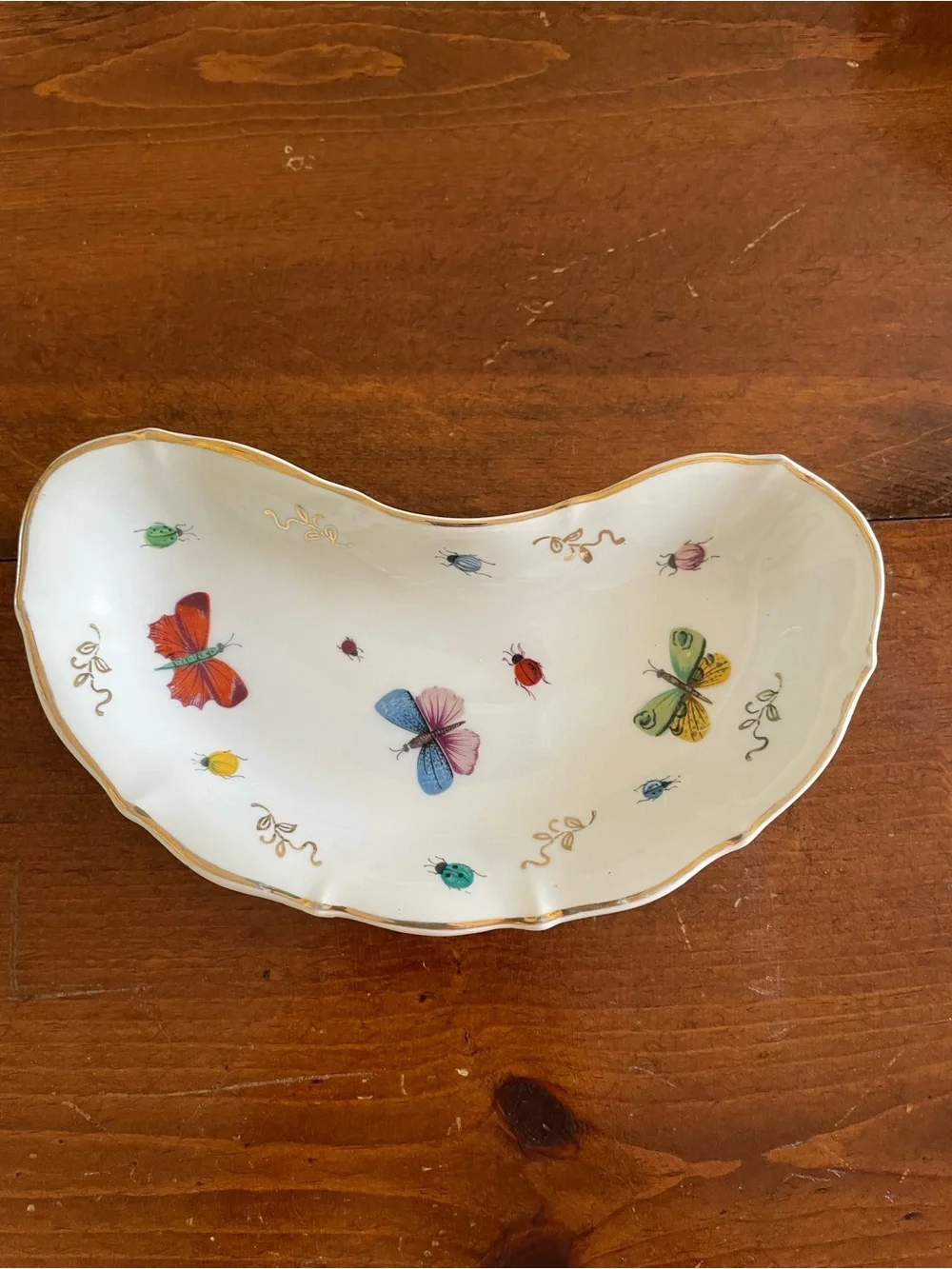 Vintage Royal Crown Japan Spring Time Crescent Bone Dish Butterflies Cottagecore